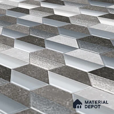Geometric Wall & Floor Tile TL 07237 F Alpi 8004 GLM (Silver) 1 ft x 1 ft Ceramic Matte Finish - 9 mm  | 2 mm Spacer is Mandatory | Please Expect a Slight Variation of Pattern (Sample)
